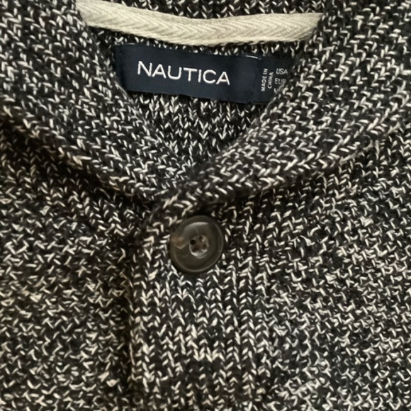 NAUTICA Shawl Collar Black & White Sweater - Picture 5 of 7